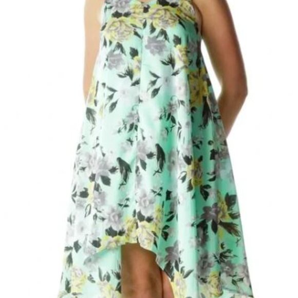 JOA Women's Blue Floral Tent Sleeveless Asymmetrical Knee Length Dress. Medium - Picture 11 of 16